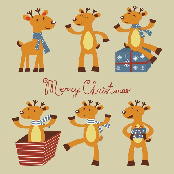 Cute reindeer set — Stock Vector