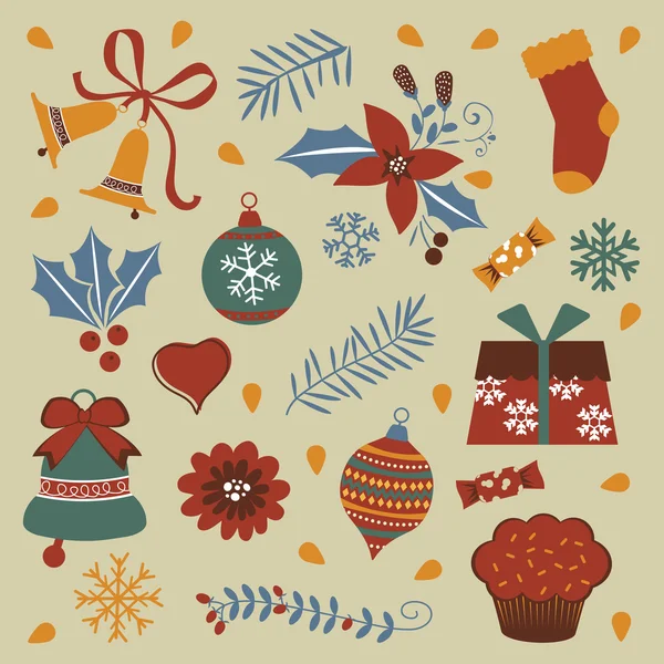 Collection de Noël colorée — Image vectorielle