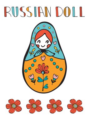 Renkli kart ile sevimli Rus bebek