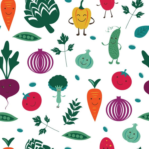 有趣的蔬菜模式 — 图库矢量图片