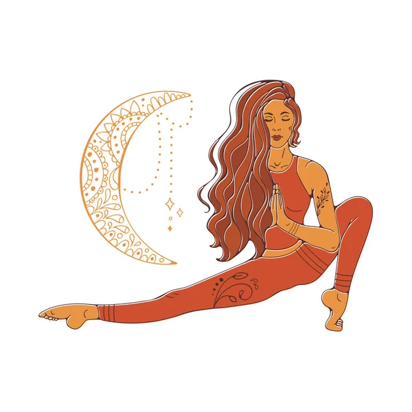 Yoga pose wanita cantik ilustrasi di vektor - Stok Vektor