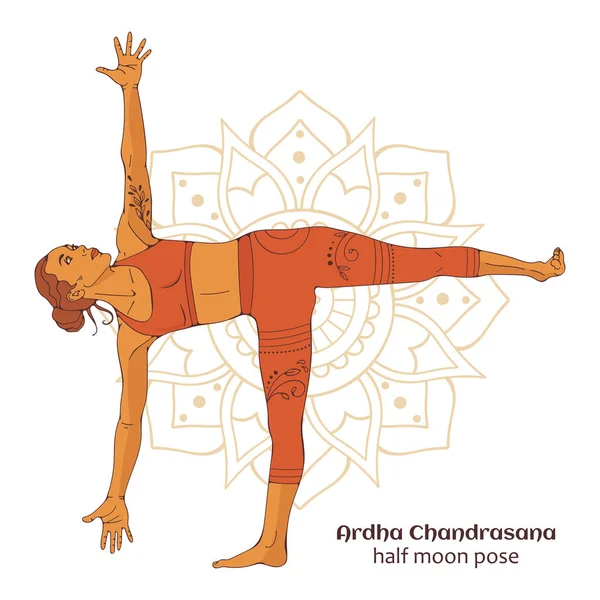 Yoga pose belle femme illustration dans le vecteur — Image vectorielle