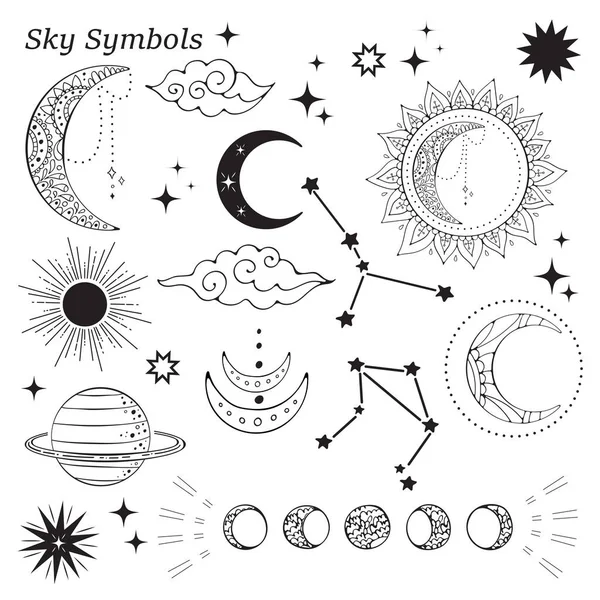 Gökyüzü sembolleri vektör içinde zarif grafik koleksiyonu — Stok Vektör