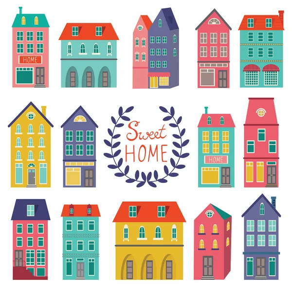 Коллекция красочных домов — стоковый вектор