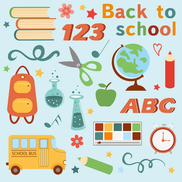 Colorful back to school set — Stock Vector