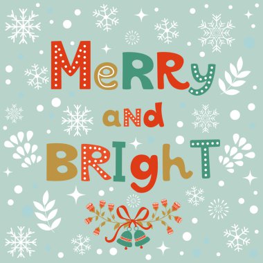 Merry ve parlak Noel kartı