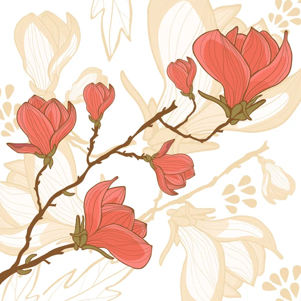 Carte fleur Magnolia — Image vectorielle