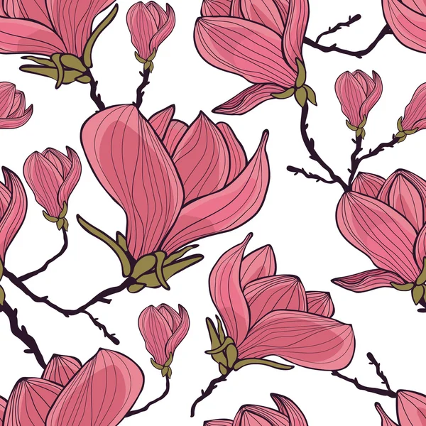 Modèle sans couture Magnolia — Image vectorielle