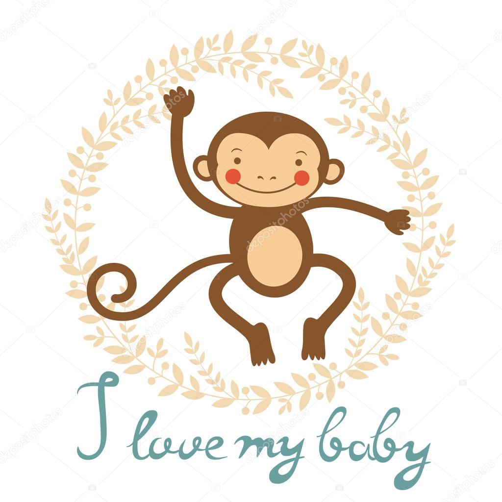 I Love My Baby Card With Cute Monekey Girl Vector Image By C Japanez Vector Stock I Love My Baby Card With Cute Monekey Girl Vector Image By C Japanez Vector Stock