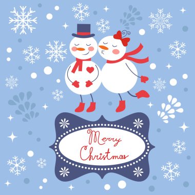 Güzel Noel kartı ile iki frosties öpüşme