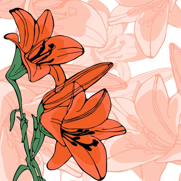 Illustration élégante de fleurs de lys — Image vectorielle