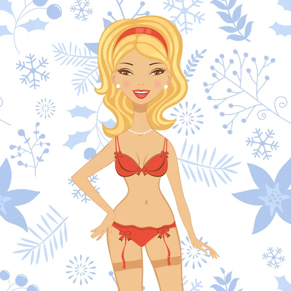 Sexy mooie vrouw in lingerie — Stockvector