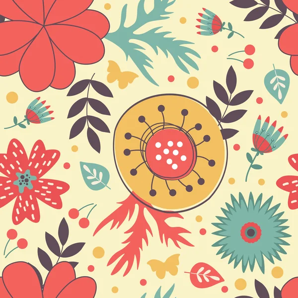 Bloemen naadloos patroon — Stockvector