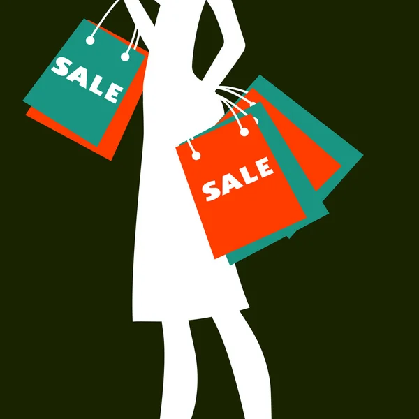 Silhouette d'une femme faisant du shopping — Image vectorielle