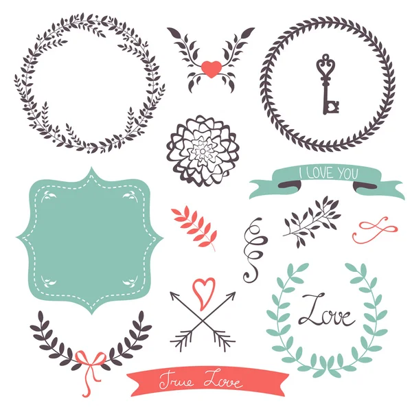 Beautiful collection of  frames and laurels — Stock Vector