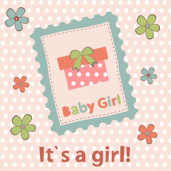 Baby girl arrival announcement card — Stock Vector