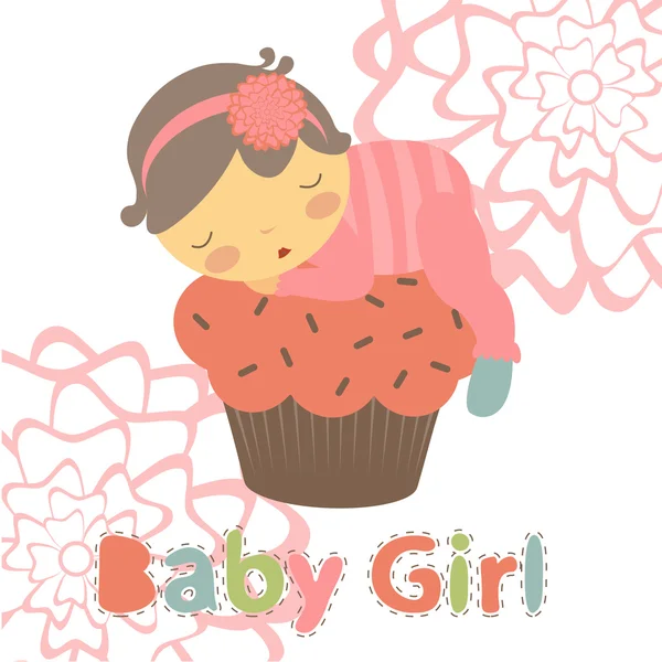 Baby girl arrival announcement card — Stock Vector