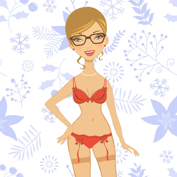 Mooie vrouw in lingerie — Stockvector