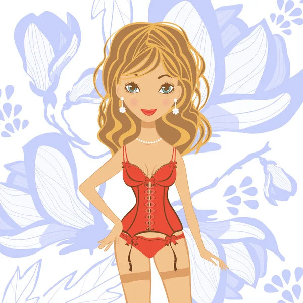 Belle femme en lingerie — Image vectorielle