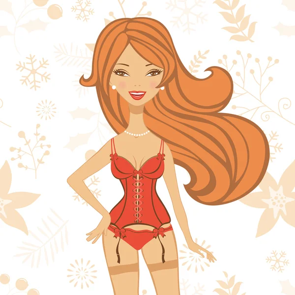 Mooie vrouw in lingerie — Stockvector