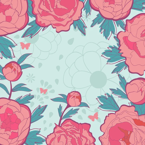 Carte d'amour avec pivoines — Image vectorielle