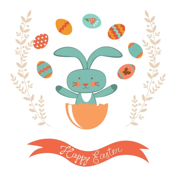 Easter card with rabbit hatching — Stock Vector