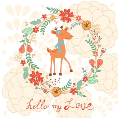 Benim aşk kartı geyik ile Merhaba