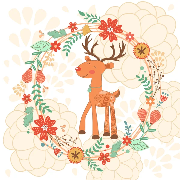 こんにちは、鹿と私の愛のカード — ストックベクタ
