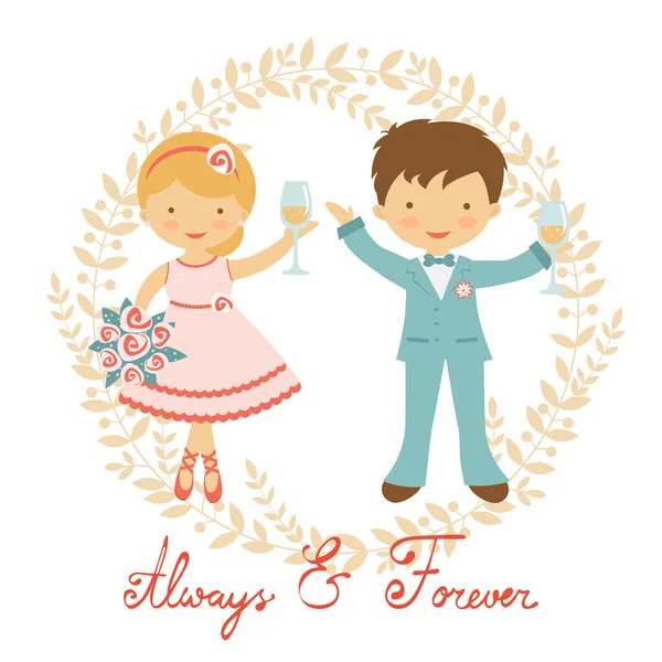 Linda pareja de boda — Vector de stock