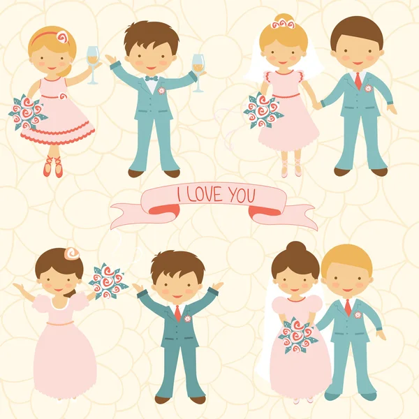 Cute wedding couple — Stock Vector