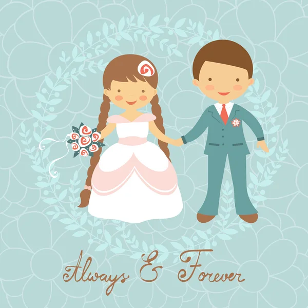 Linda pareja de boda — Vector de stock