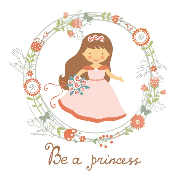 Ser una princesa linda tarjeta — Archivo Imágenes Vectoriales