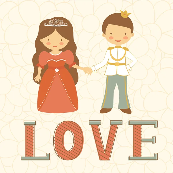 Prince and princess holding hands — Stock Vector
