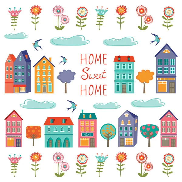 Coleção de casas coloridas. Casa doce conjunto de casa — Vetor de Stock