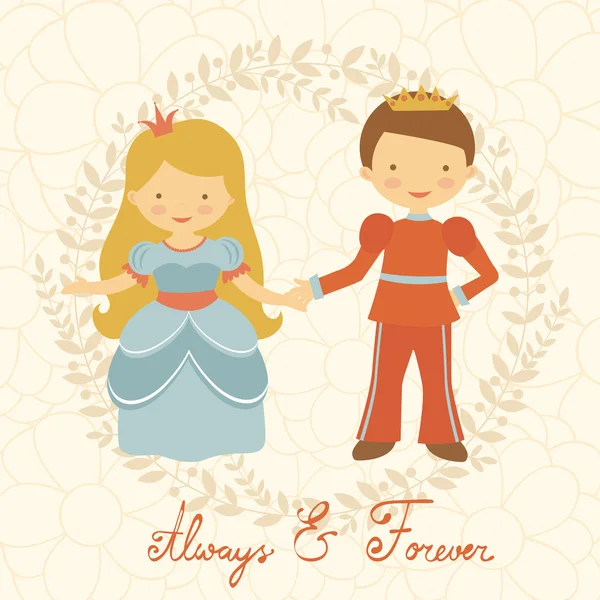 Prinz und Prinzessin halten Händchen — Stockvektor