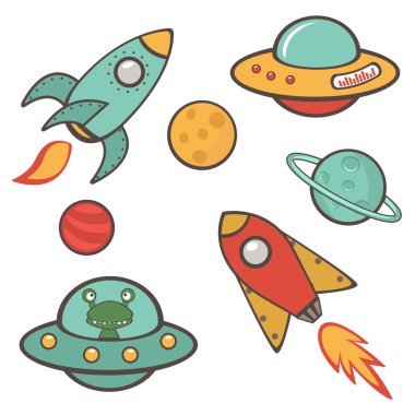 Renkli uzaydan çıkartma koleksiyonu