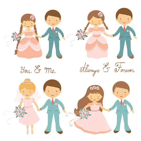 Couples de mariage ensemble — Image vectorielle