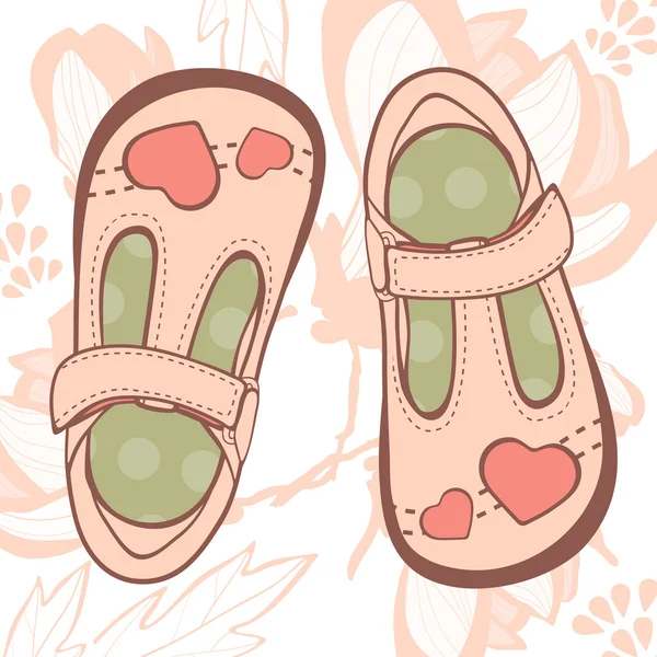 Illustration de belles chaussures de bébé fille — Image vectorielle