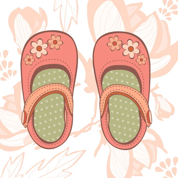 Illustrazione di belle scarpe per neonata — Vettoriale Stock