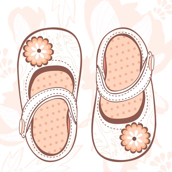 Illustration of beautiful baby girl shoes — Stock Vector