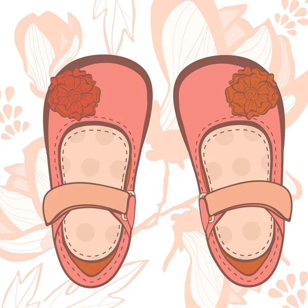 Illustration of beautiful baby girl shoes — Stock Vector