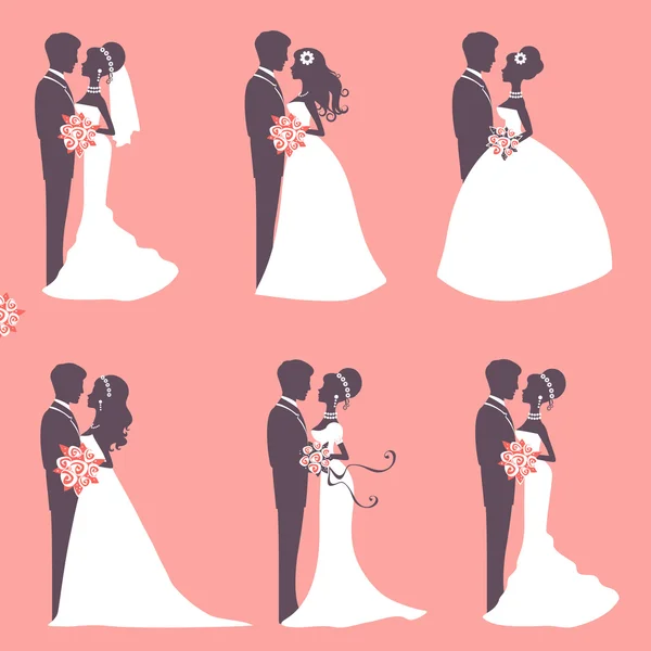 Шесть свадебных пар — стоковый вектор