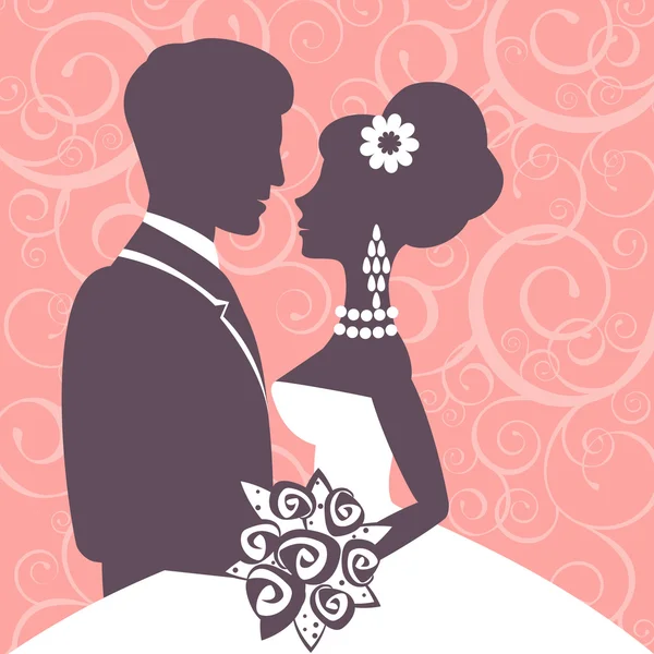 Elegantní svatební pár — Stockový vektor