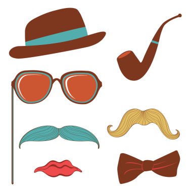 Renkli bıyık parti öğeleri koleksiyonu