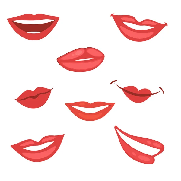 Hermosa colección de labios — Vector de stock