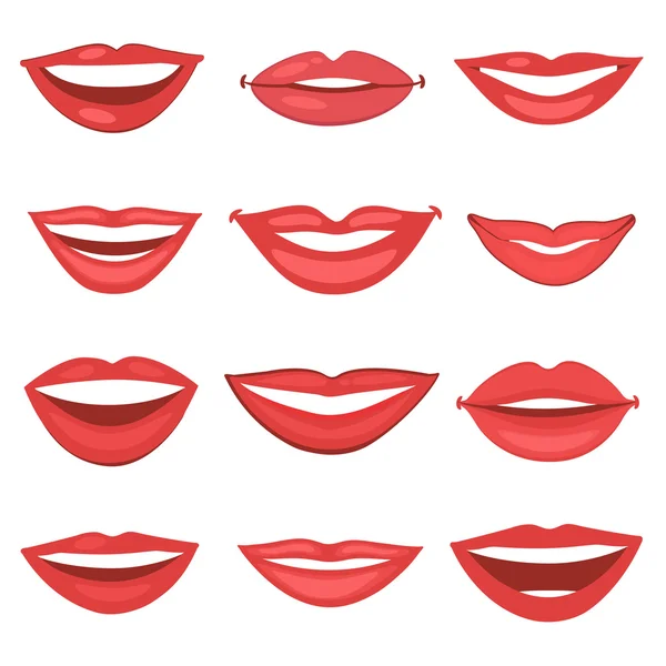 Hermosa colección de labios — Vector de stock