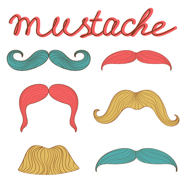 Stylish retro mustaches set