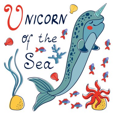 Boynuzlu balina deniz unicorn