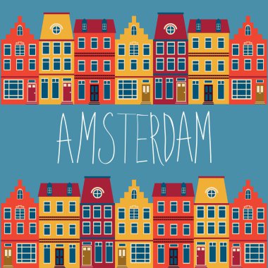 Cute Amsterdam houses set clipart