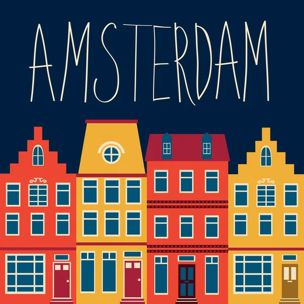 Bonito amsterdam casas conjunto — Vetor de Stock